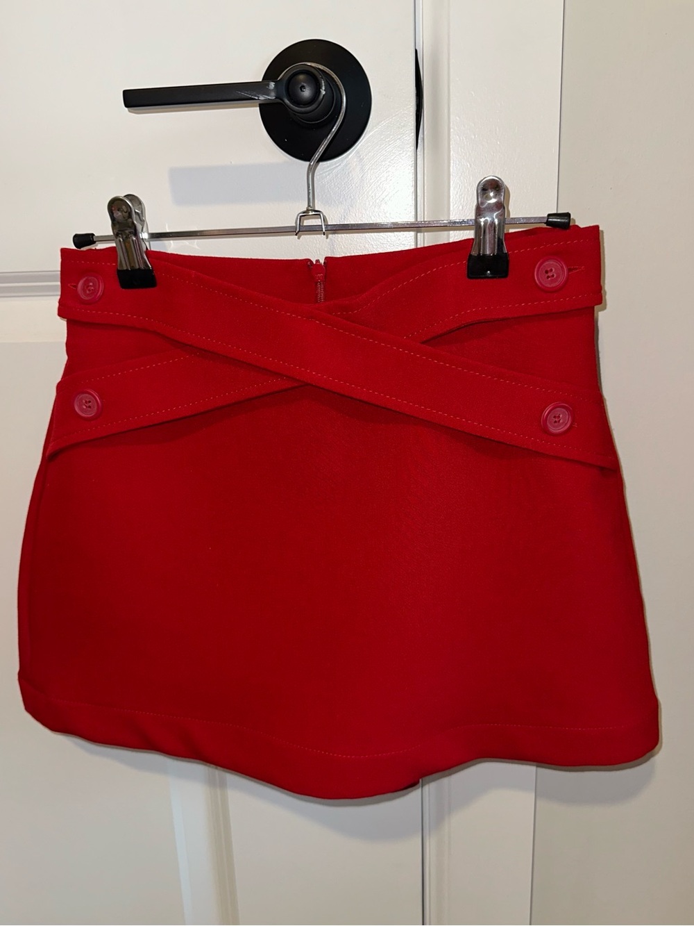 Zara Crisscross Button Mini Skort - Red